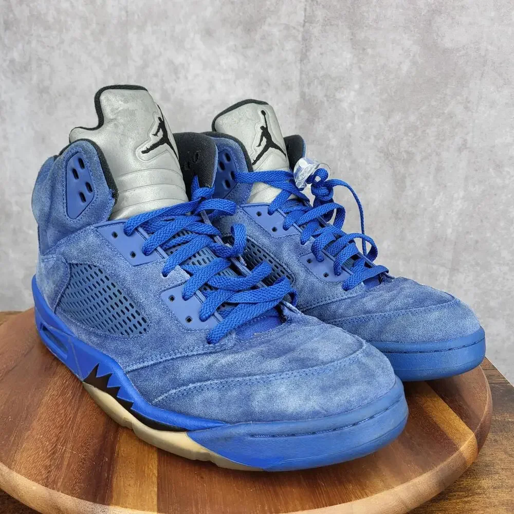 Air Jordan 5 Retro‎ Blue Suede Sneakers Mens 13  Basketball Shoes Authenticated